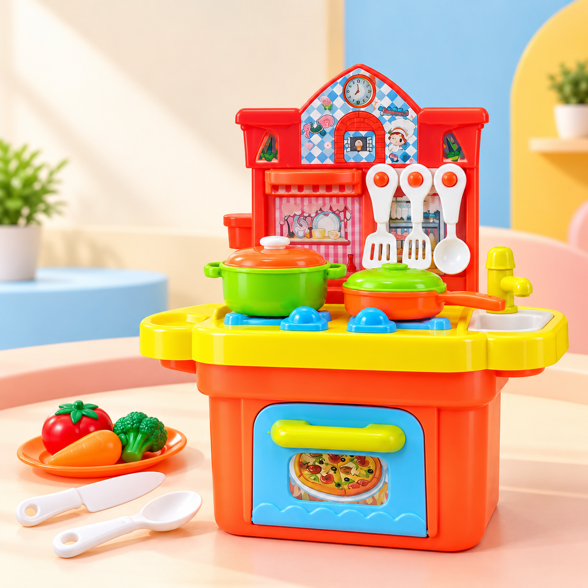kids toy kitchen playset with real water tap