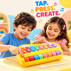 rainbow 2-in-1 xylophone piano toy with mallets