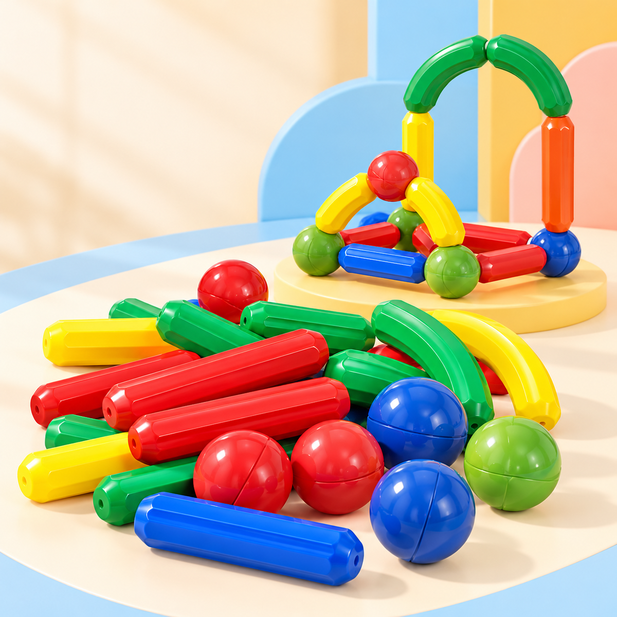 25-piece colourful magnetic building sticks and balls set