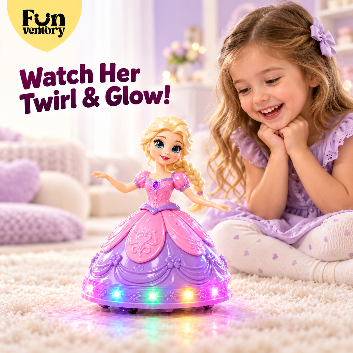 spinning dancing princess toy with lights