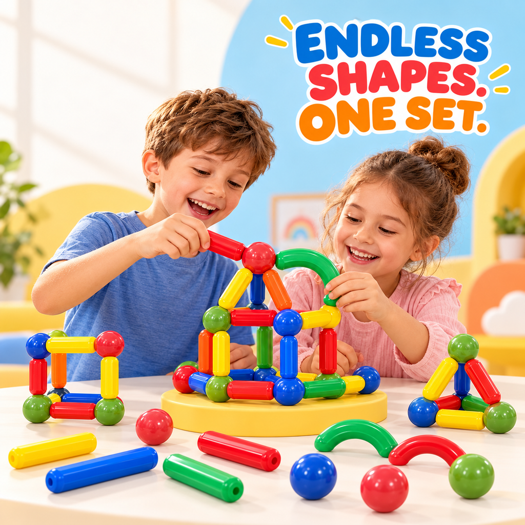 25-piece colourful magnetic building sticks and balls set