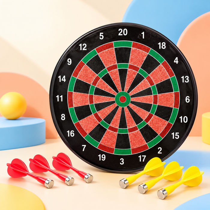 magnetic dartboard with six safe magnetic darts