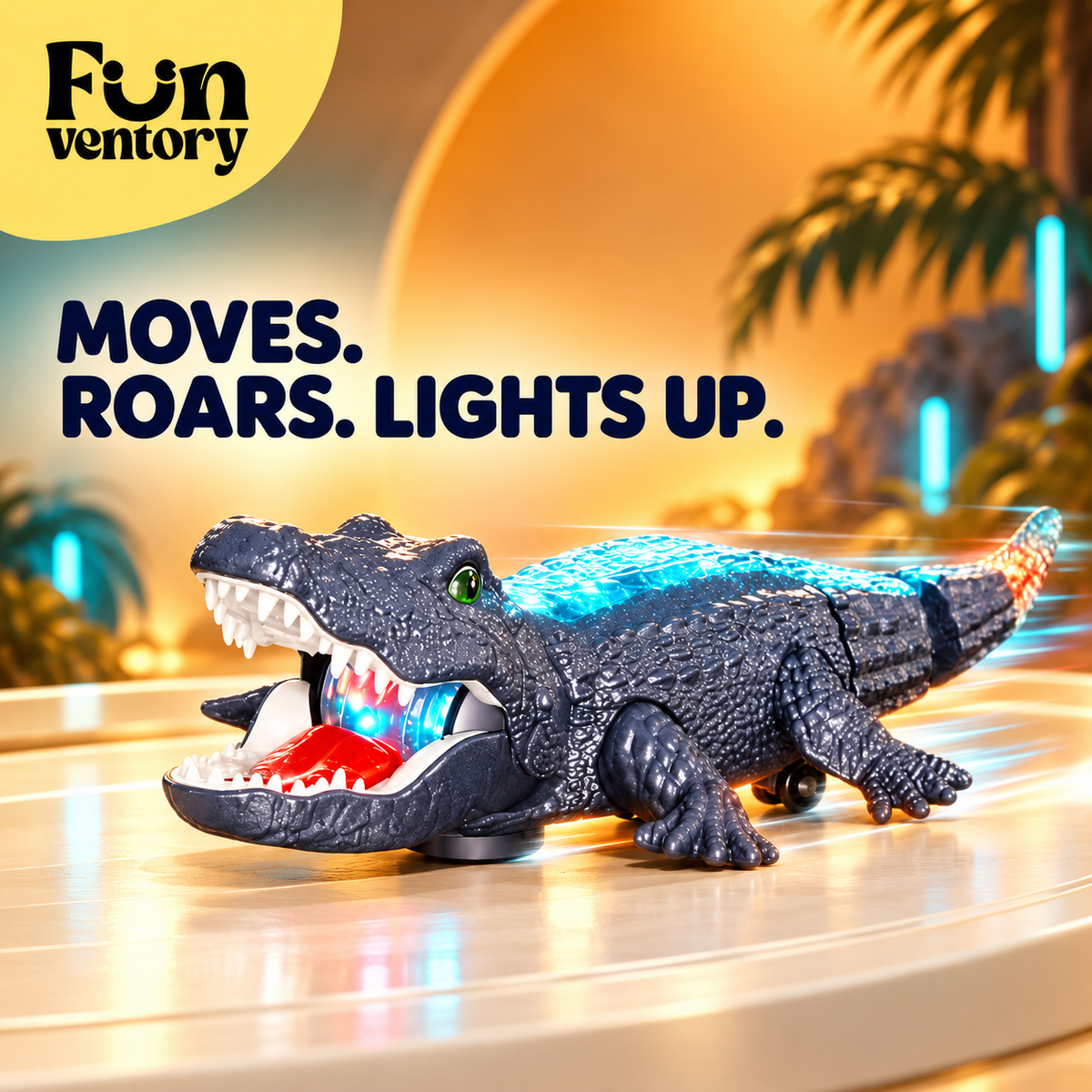 electric light-up walking crocodile toy