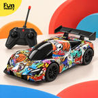 Graffiti RC sports car with black remote controller