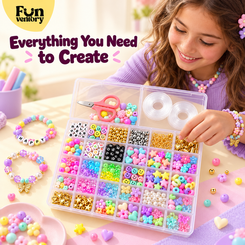 DIY alphabet bead bracelet making kit in an organizer box