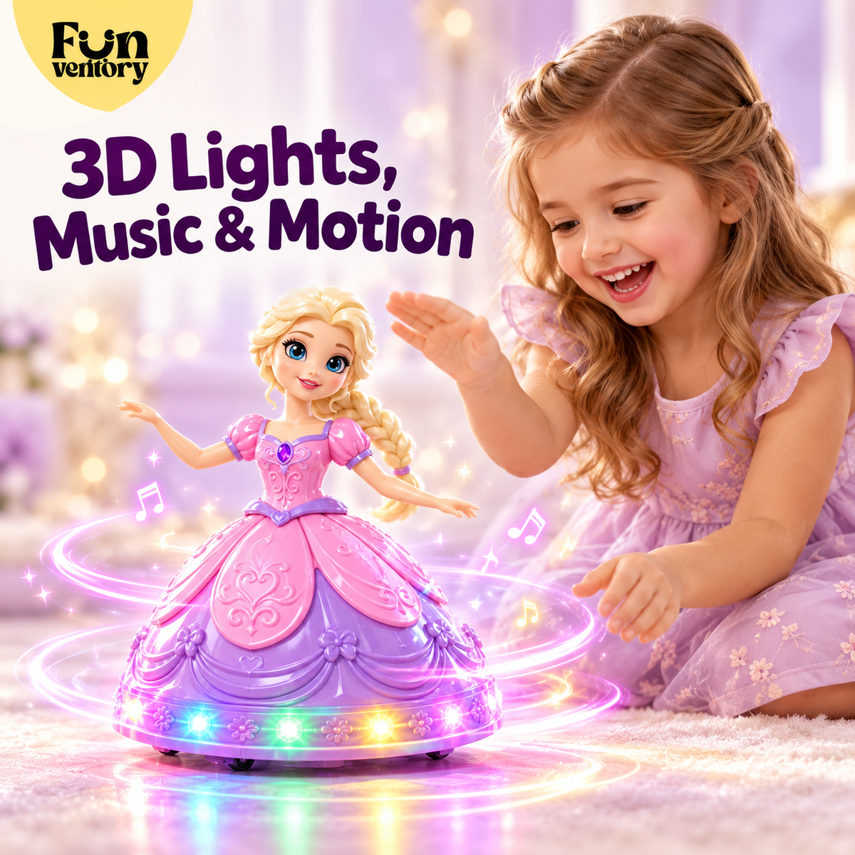 spinning dancing princess toy with lights