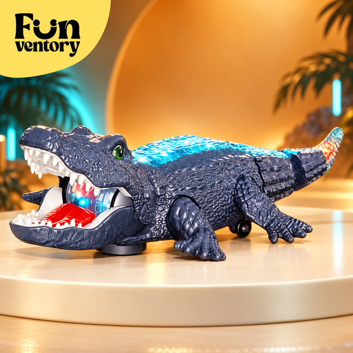 electric light-up walking crocodile toy