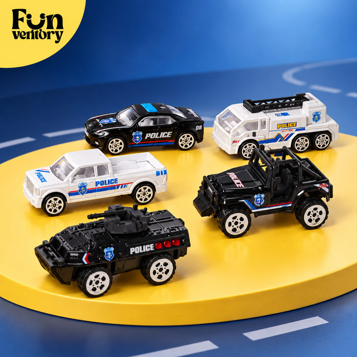 five-piece police car toy vehicle set