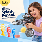 Girl playing with a rechargeable water blaster