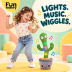dancing cactus plush toy in a flowerpot with lights