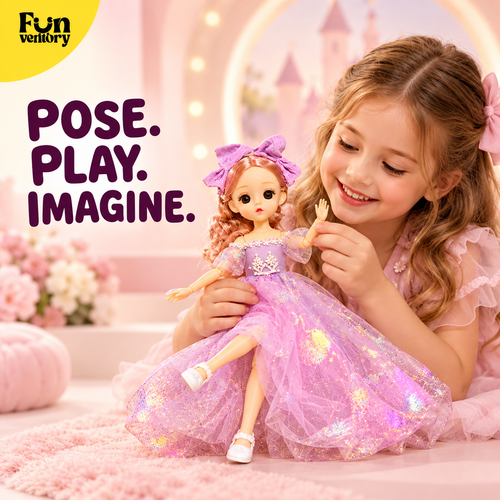 bendable princess doll in a sparkly pink gown