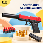 red and black foam dart blaster toy pistol