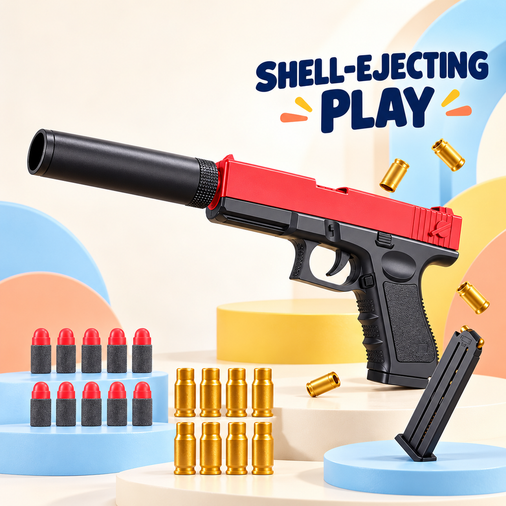 red and black foam dart blaster toy pistol