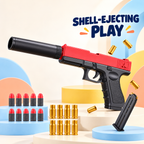 red and black foam dart blaster toy pistol