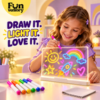 LED glow drawing board for kids with neon markers